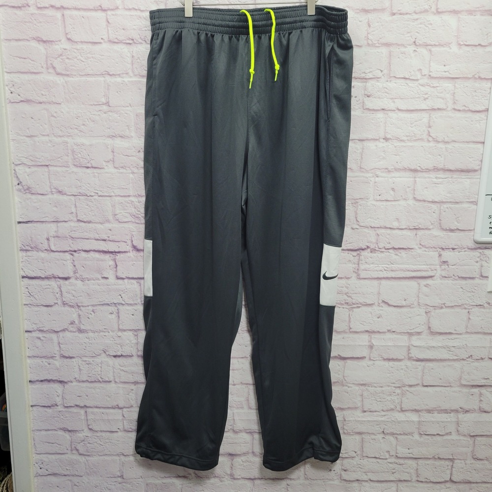Nike Dri Fit Track Pants Men 4X Gray Sweatpants Drawstring Athletic Sporty *READ